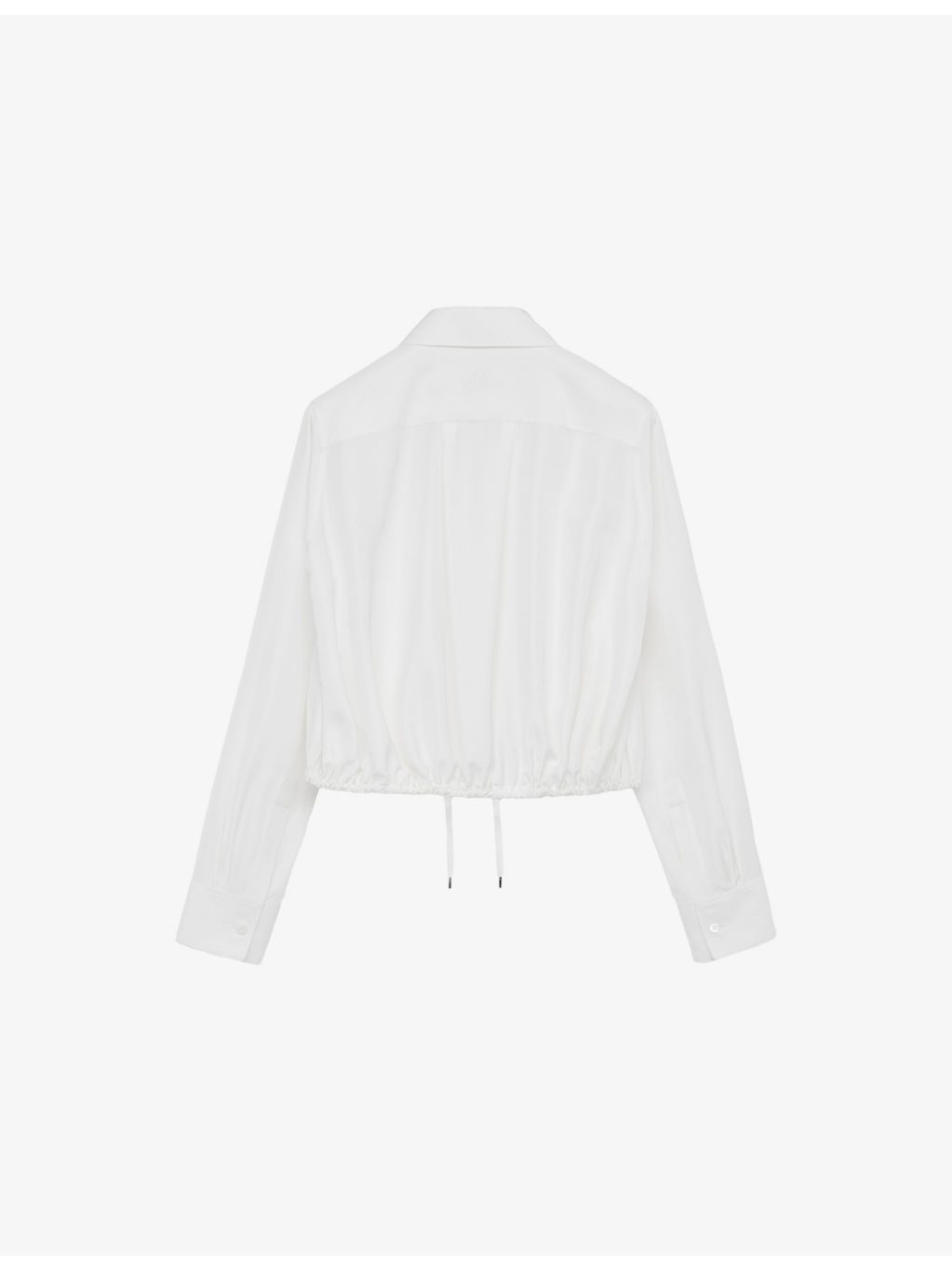 Balloon Drawstring-Hem Silk Shirt - 3