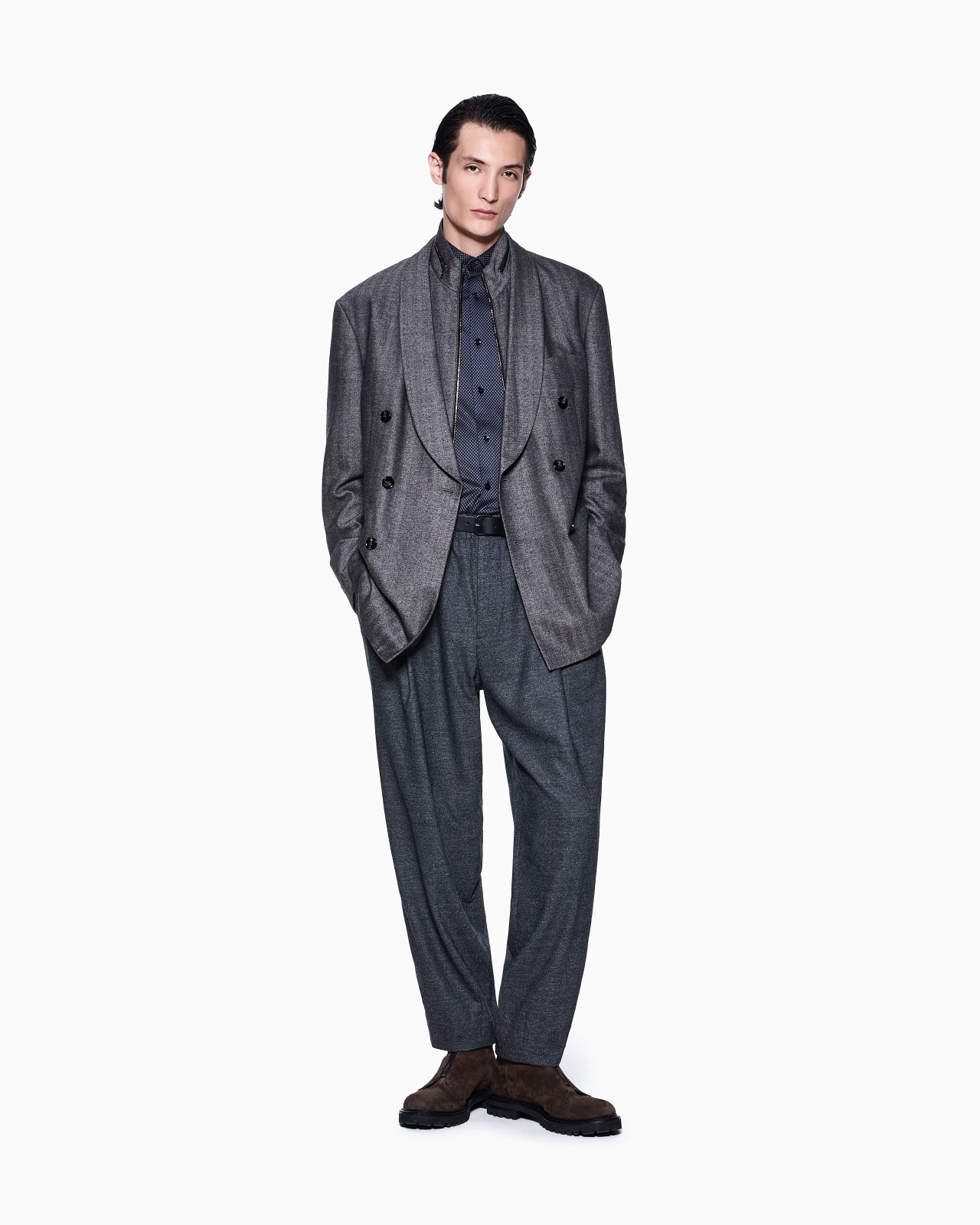 SLIM-FIT MICRO-JACQUARD SILK AND COTTON JERSEY SHIRT - 2