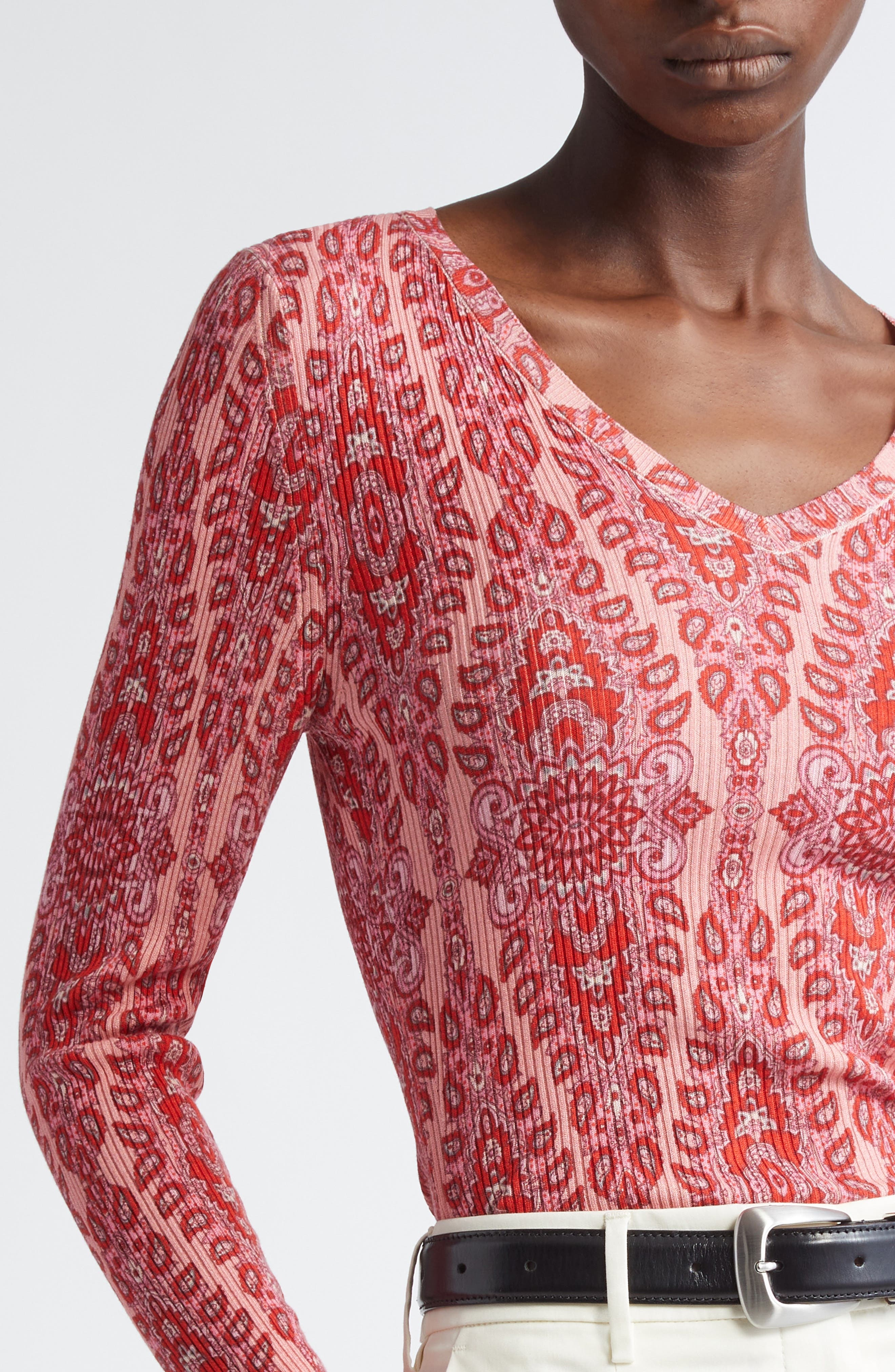 Etro Paisley Rib Sweater in Stampa F.do Rosa at Nordstrom - 5