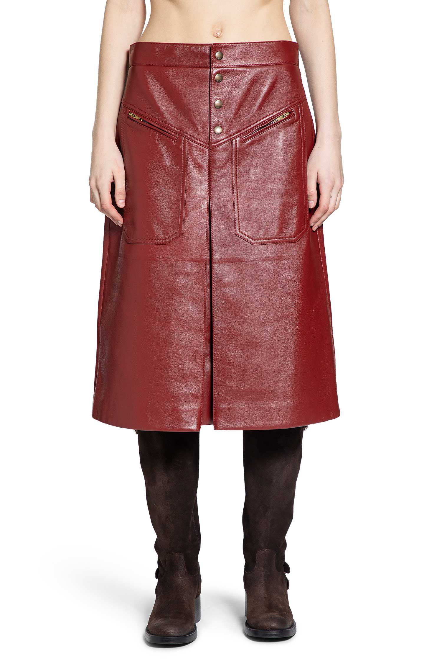 Knee-length Skirt In Leather - 2