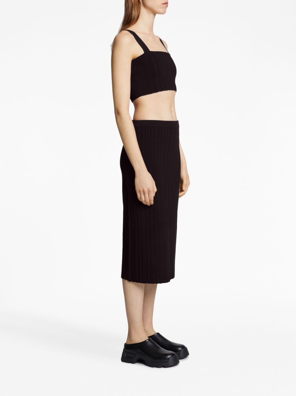 ribbed-knit midi skirt - 3