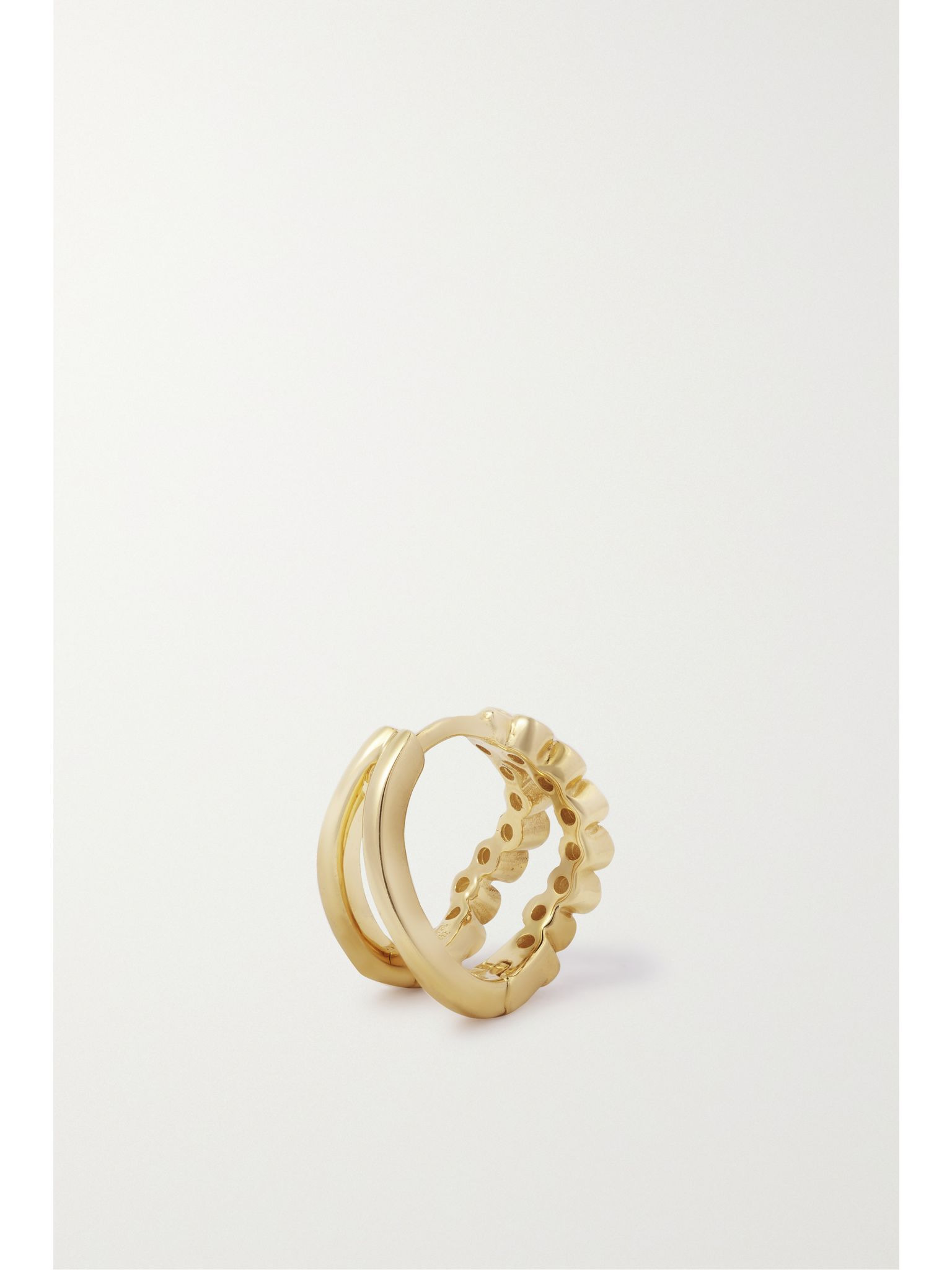 Wave 14-karat gold diamond earrings Gold - 4