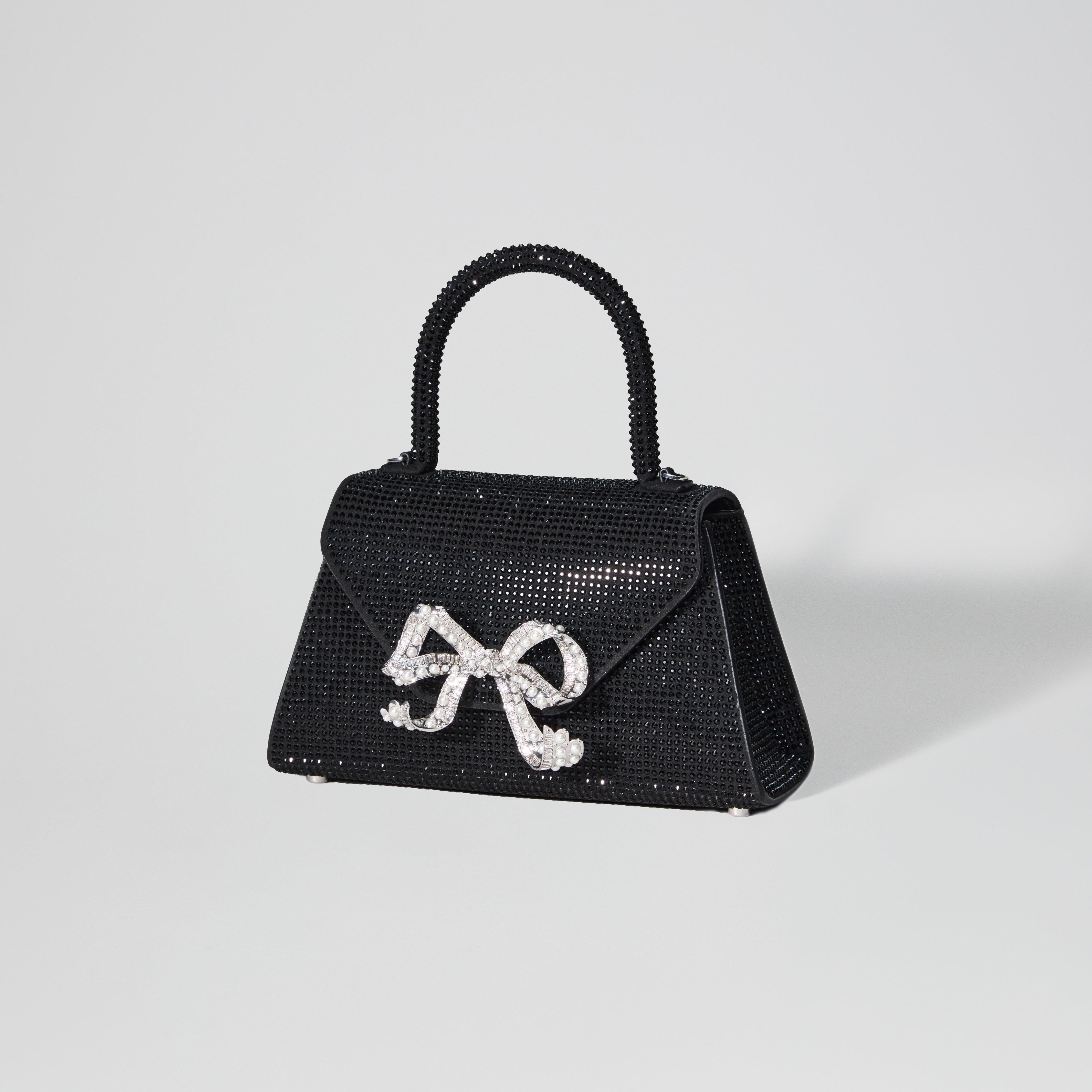 Black Rhinestone Bow Envelope Mini Bag - 2