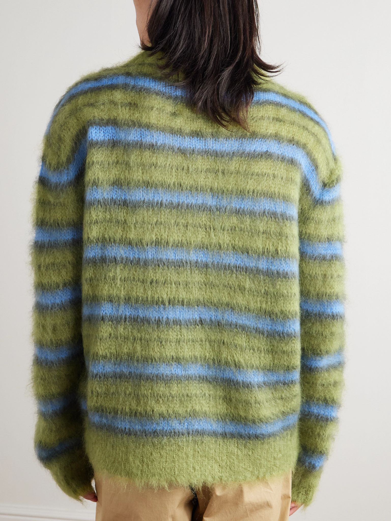 Striped Mohair-Blend Sweater Green - 4
