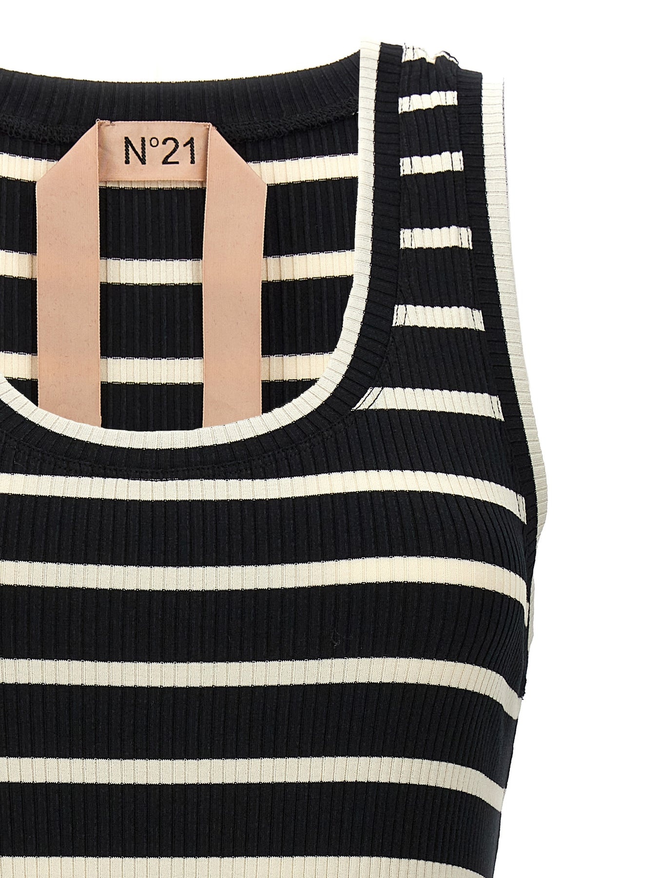Striped Ribbed Top Tops White/Black - 3