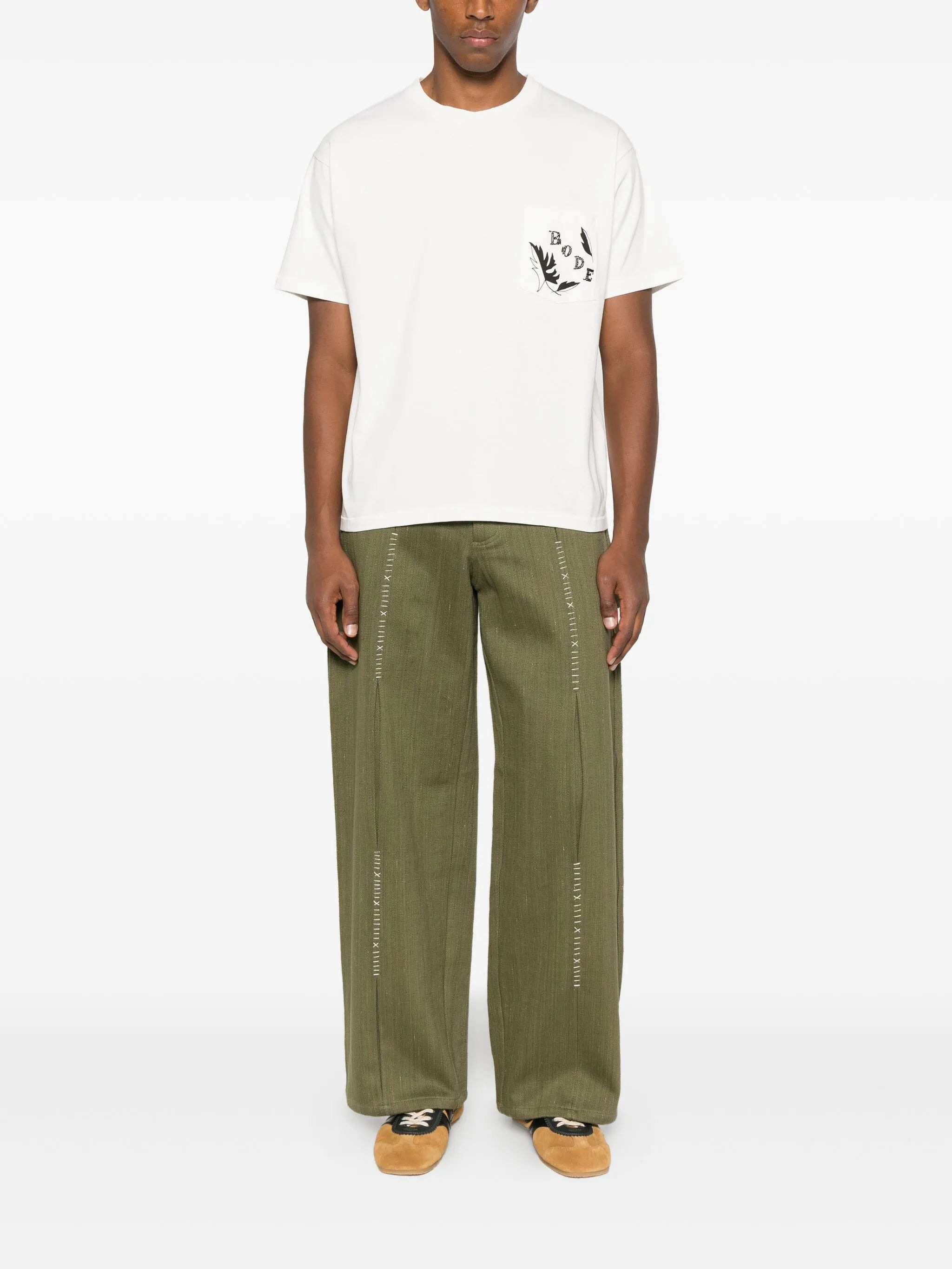 Bode Beaded Leaf-pocket T-shirt - 4