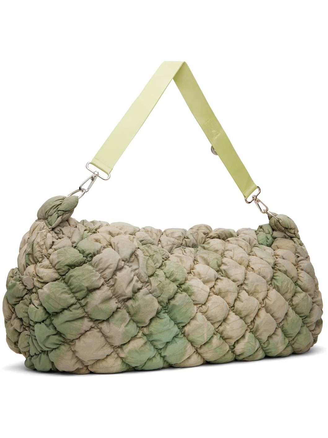 Green Expandable Quilted Messenger Bag - 3