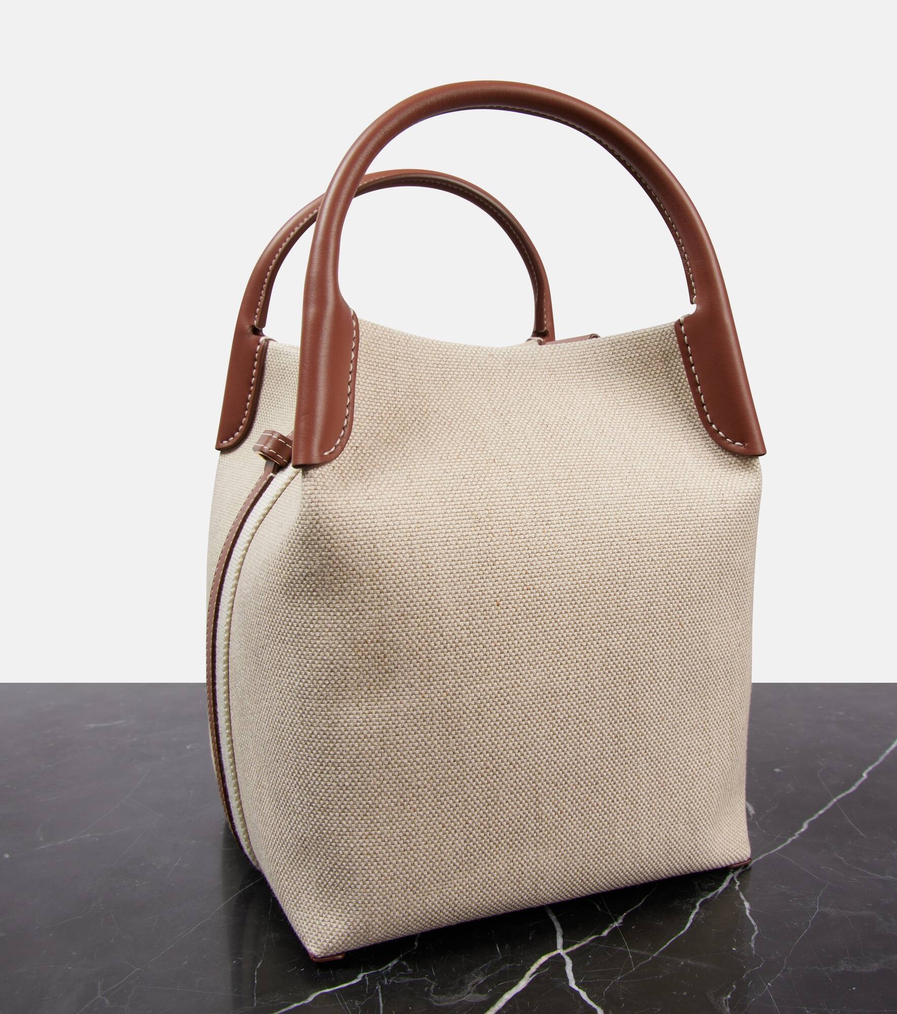 Bale Small leather-trimmed canvas tote bag - 6