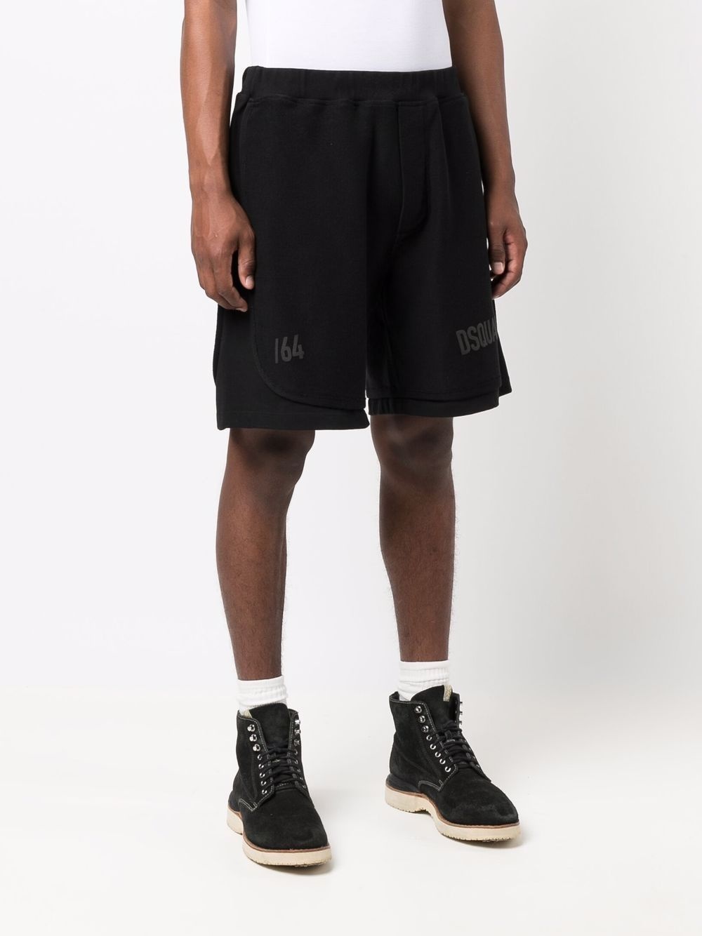 logo-print track shorts - 3