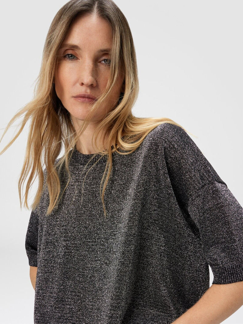 Boxy Crew Neck Sweater in Lamé 5