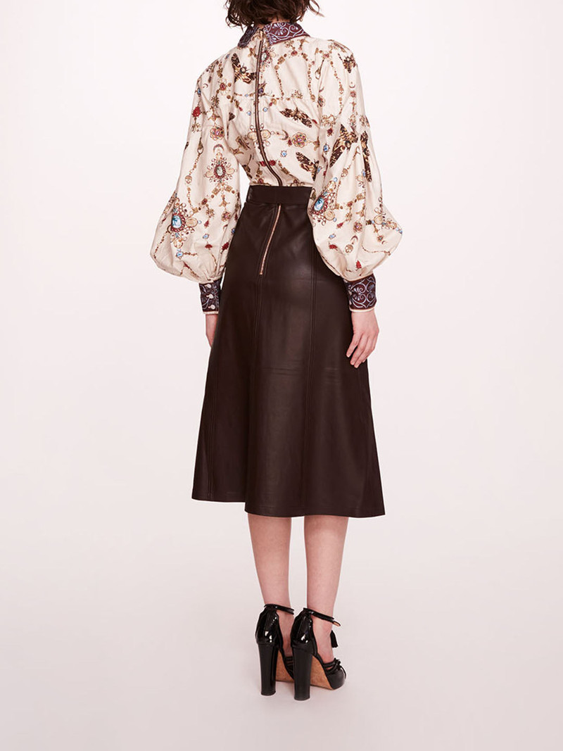 Marchesa FAUX LEATHER POPLIN MIDI DRESS outlook