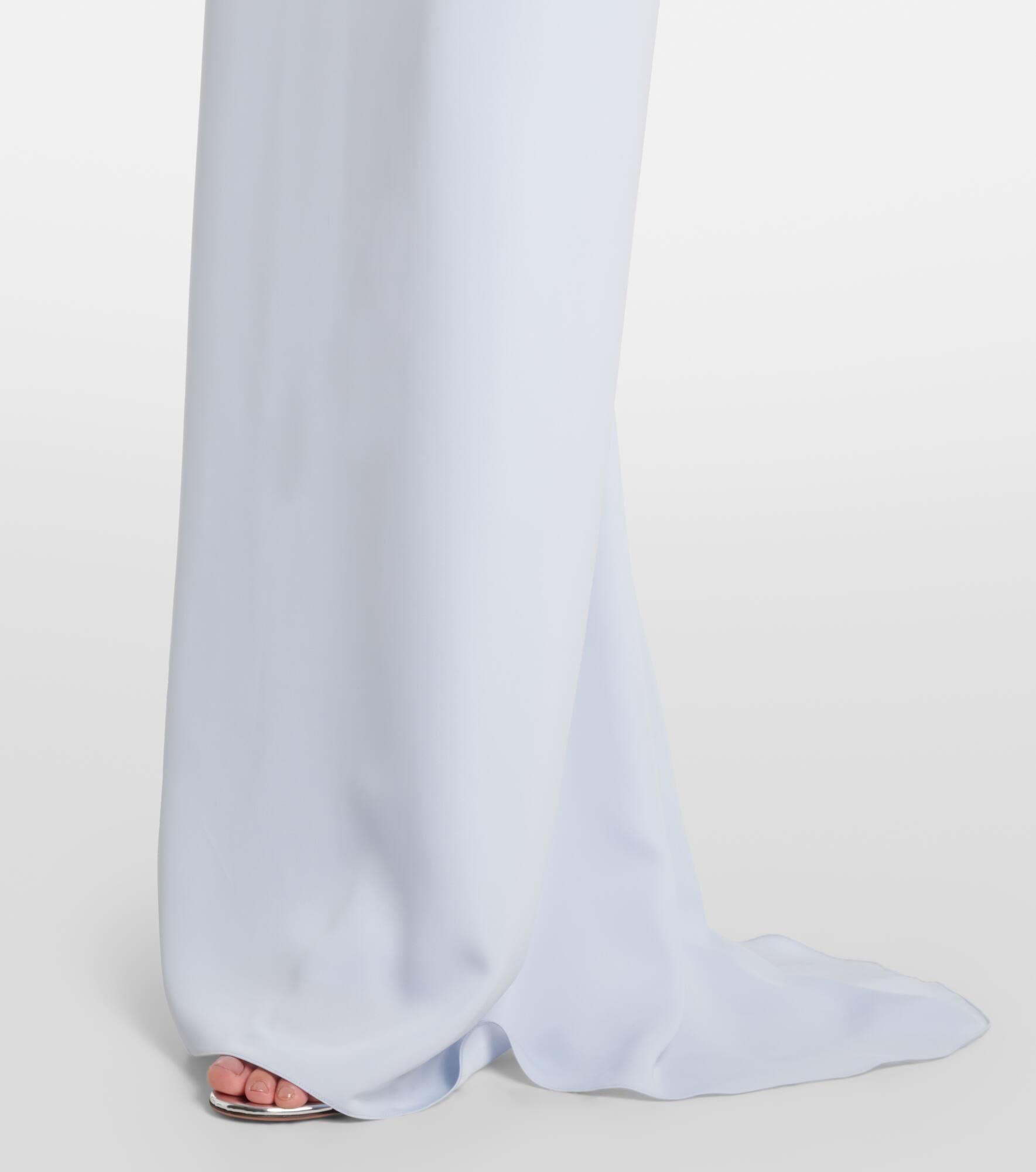 Floral-appliqué silk gown - 5