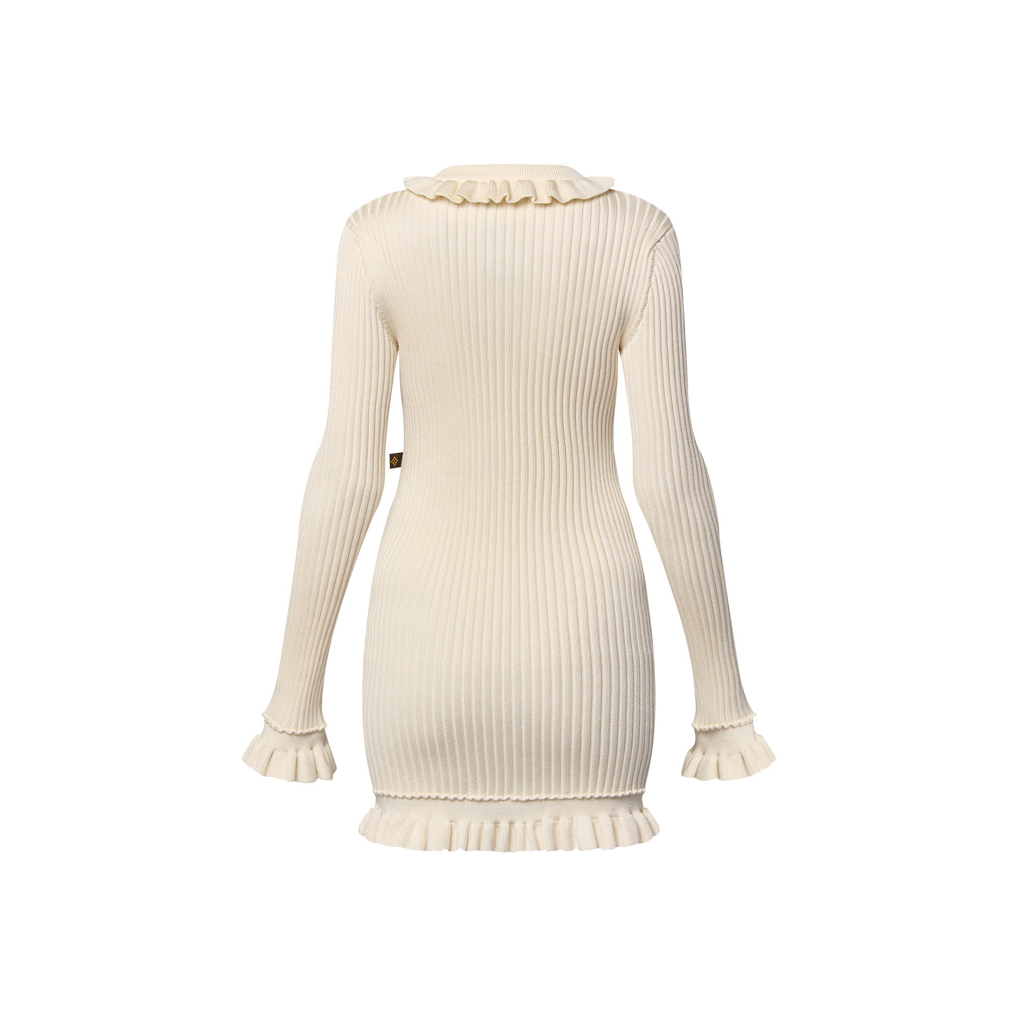 Ruffle Trim Ribbed Knit Dress - 3