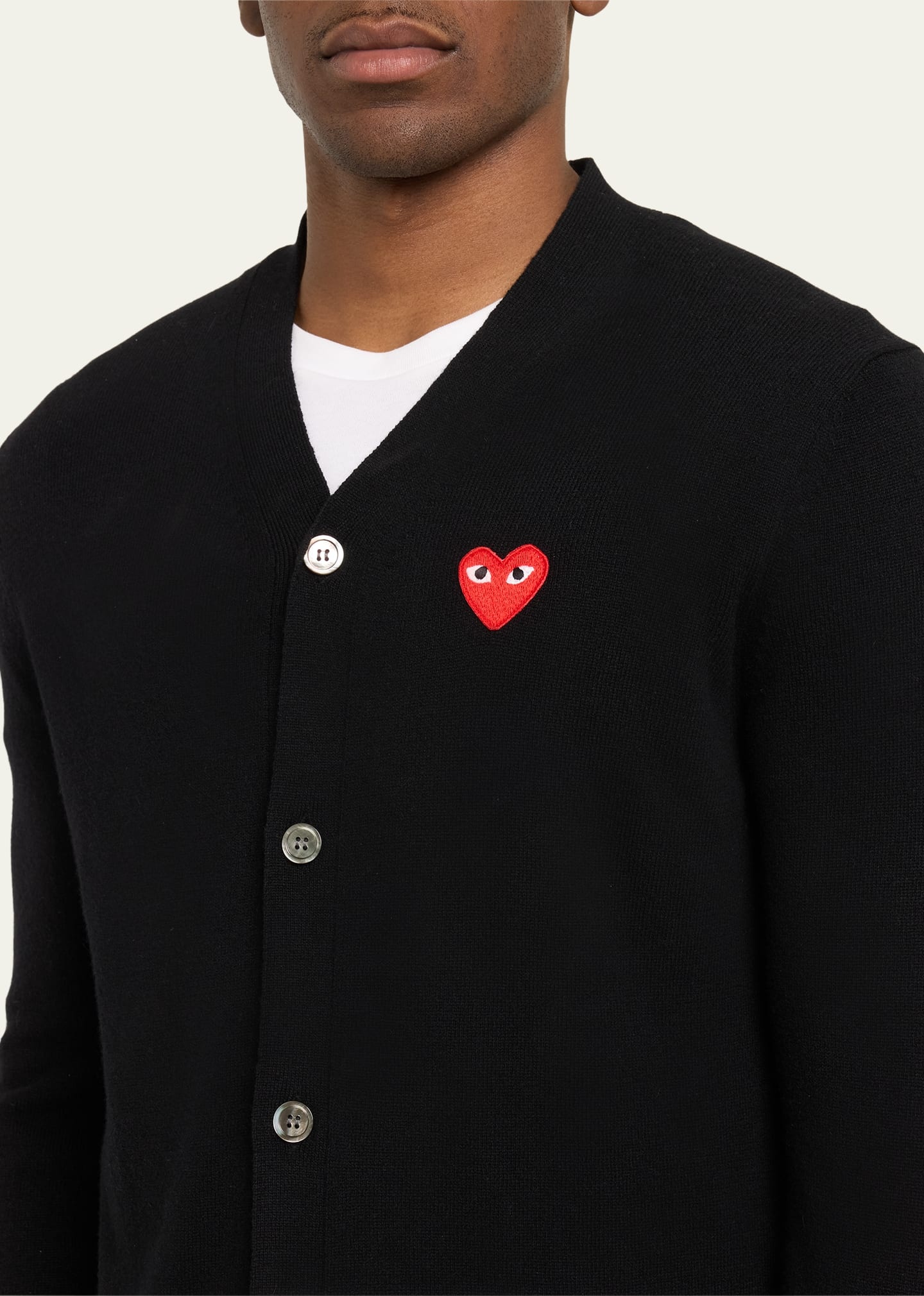 Men's Small Heart Wool Cardigan Sweater - 5