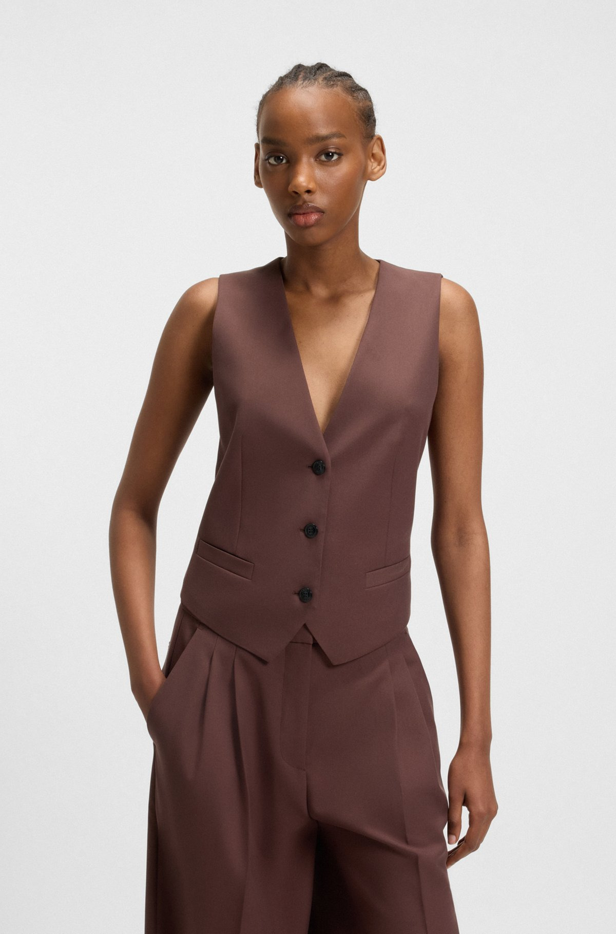 REGULAR-FIT WAISTCOAT IN STRETCH FABRIC - 2