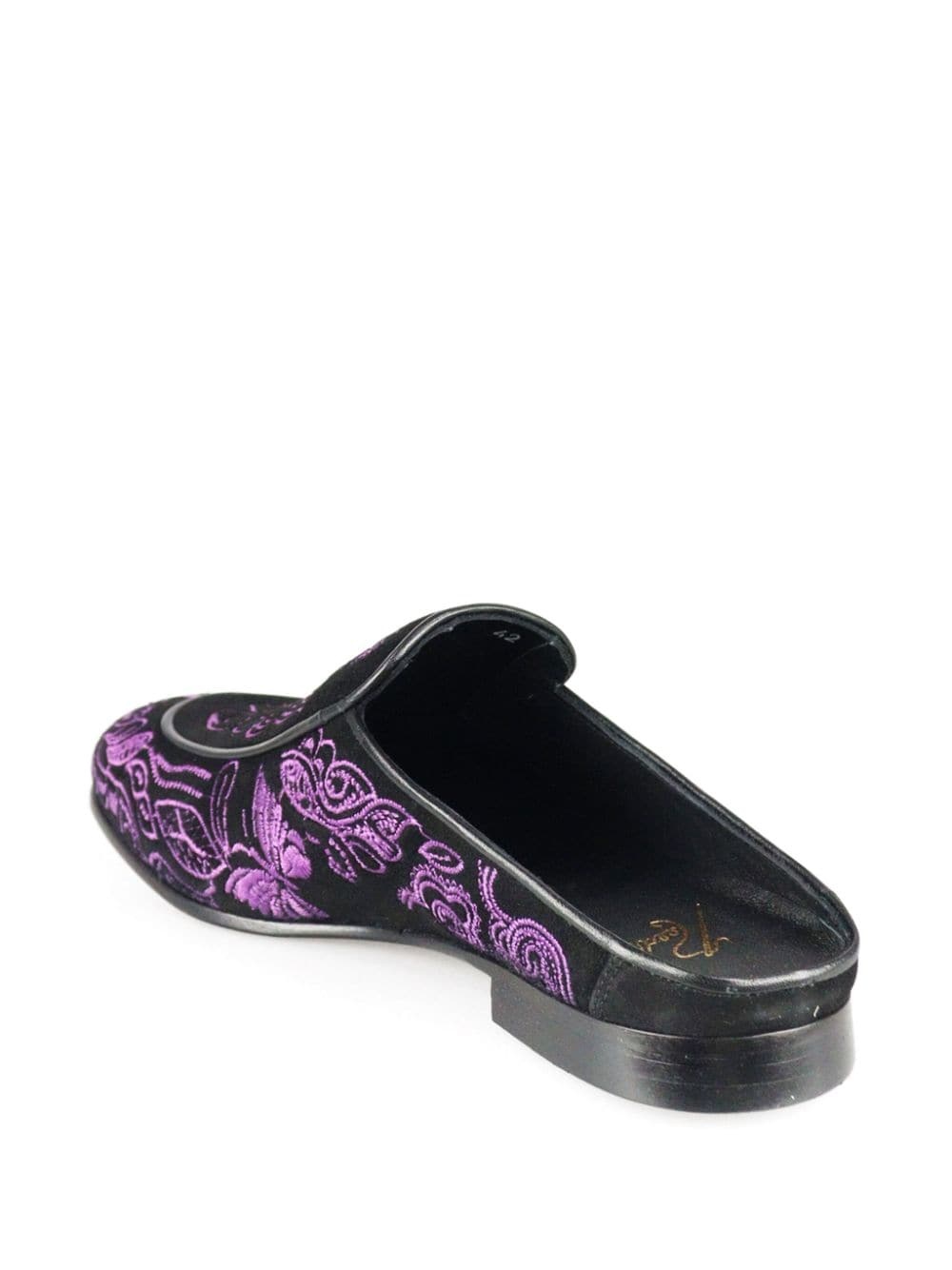 Papillon embroidered suede slippers - 3