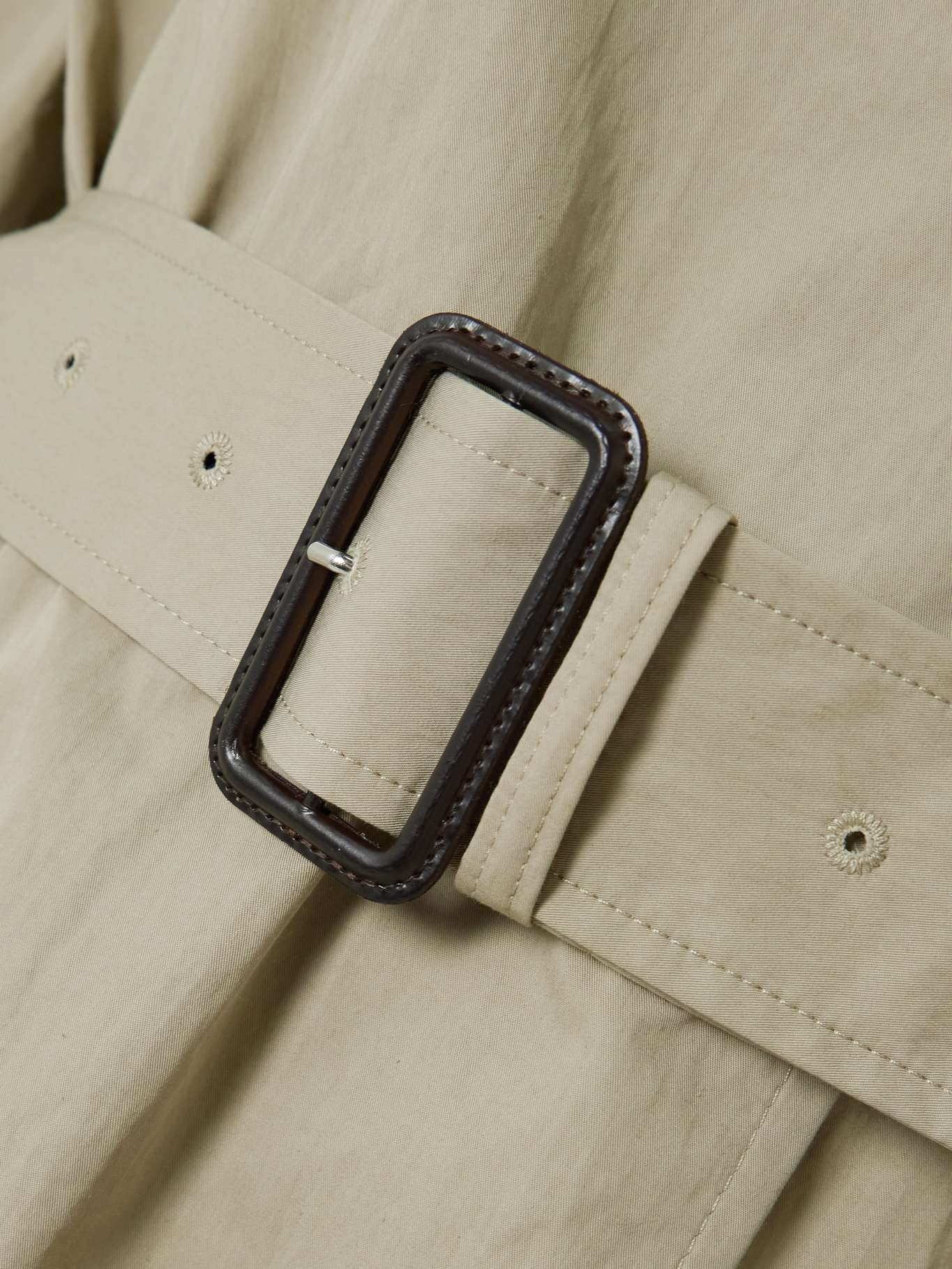 Belted organic cotton-blend trench coat Beige - 5