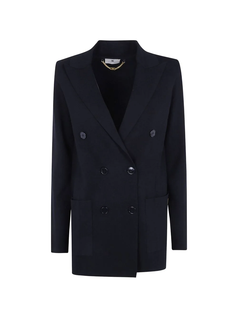 double-breasted knit blazer - 1