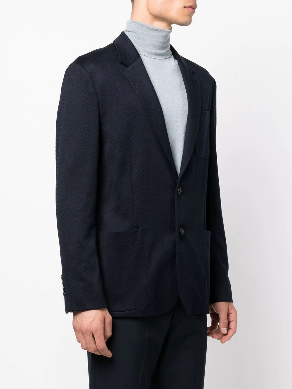 textured single-breasted blazer - 3