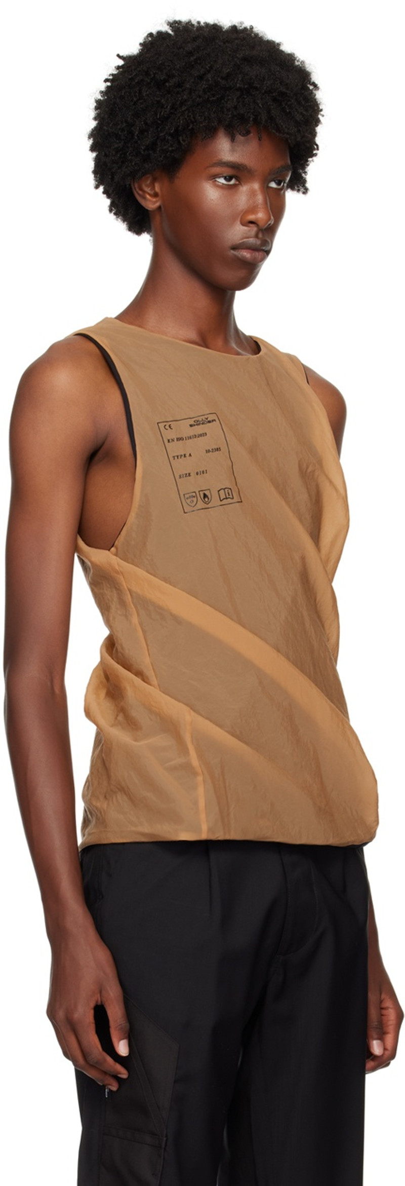 OLLY SHINDER Black & Tan Twisted Tank Top outlook