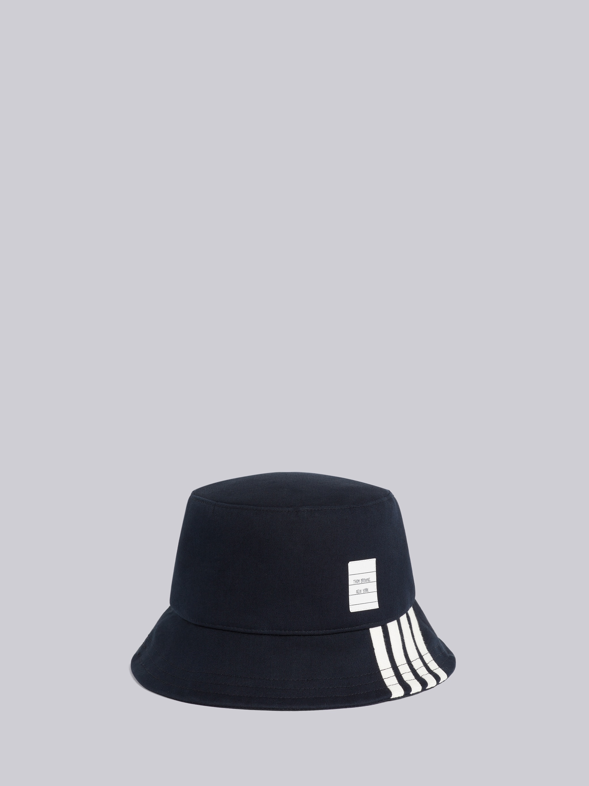 Thom Browne Navy Cotton Suiting Engineered 4-Bar Bucket Hat | REVERSIBLE