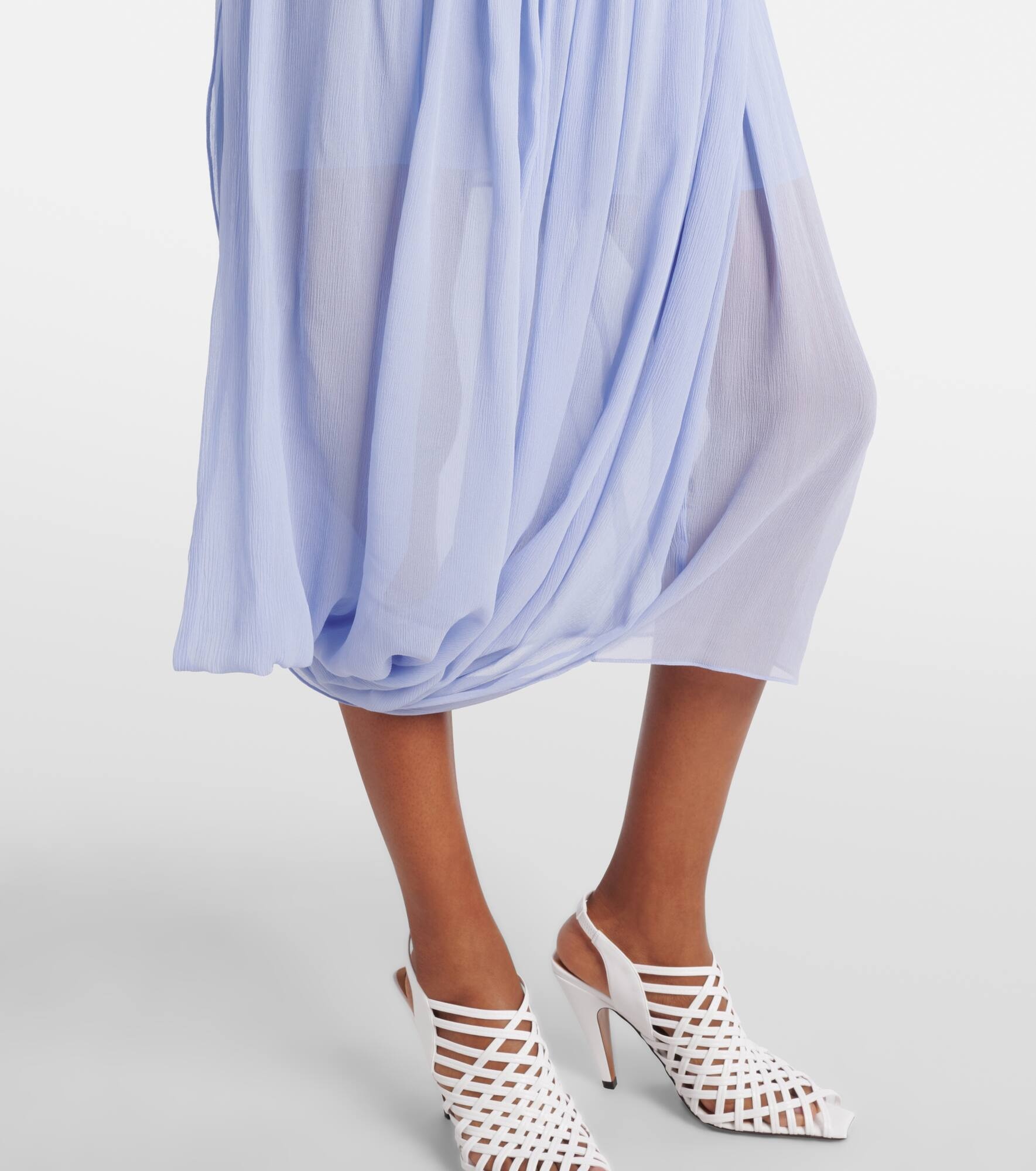 Gathered silk crepon midi dress - 5