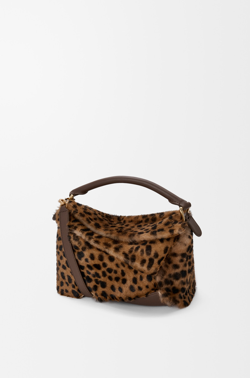 Small Puzzle Edge bag in printed shearling 1