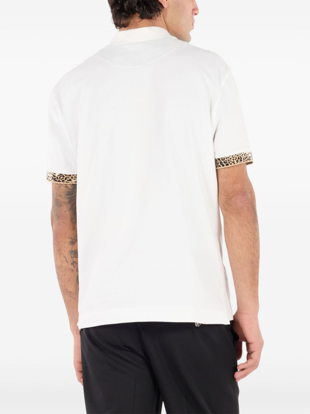 leopard-print cuff polo shirt - 4