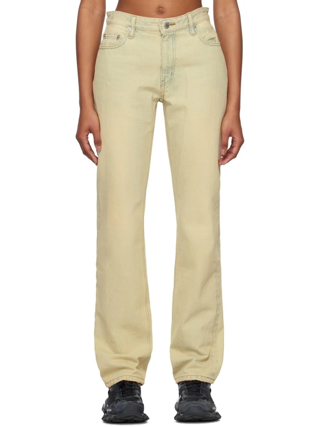 Beige Straight-Leg Jeans - 1