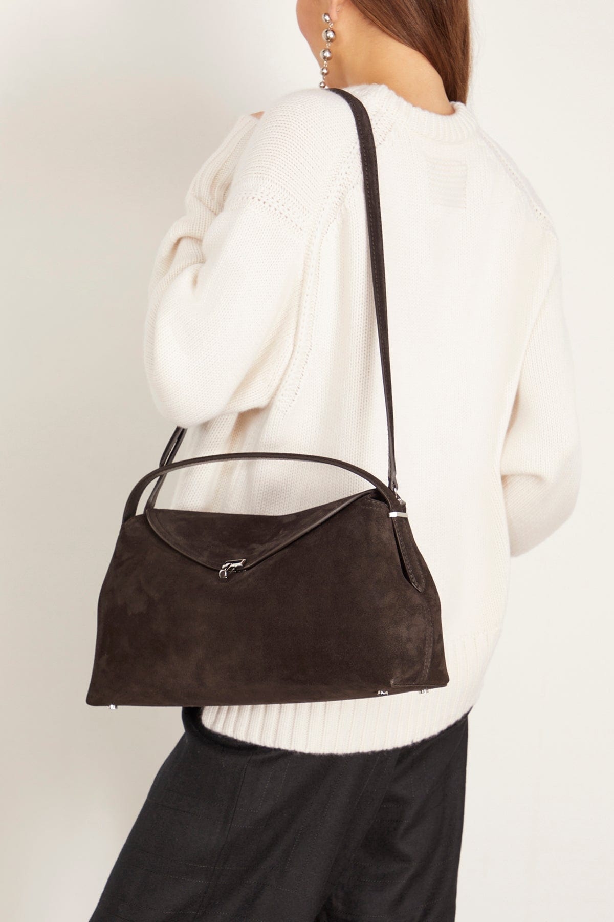 T-Lock Suede Top Handle Bag in Espresso - 2