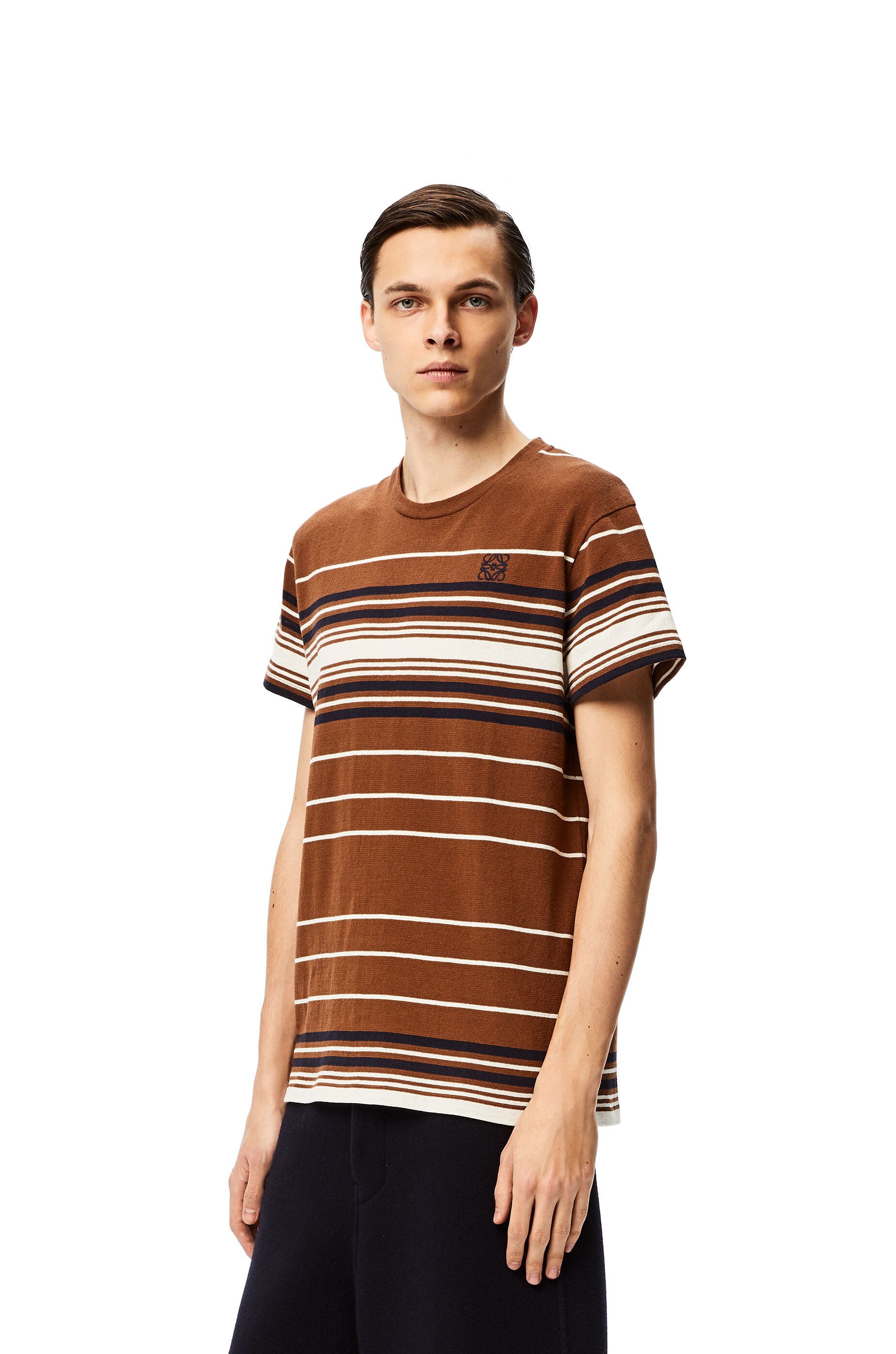 Anagram embroidered T-shirt in striped cotton - 3