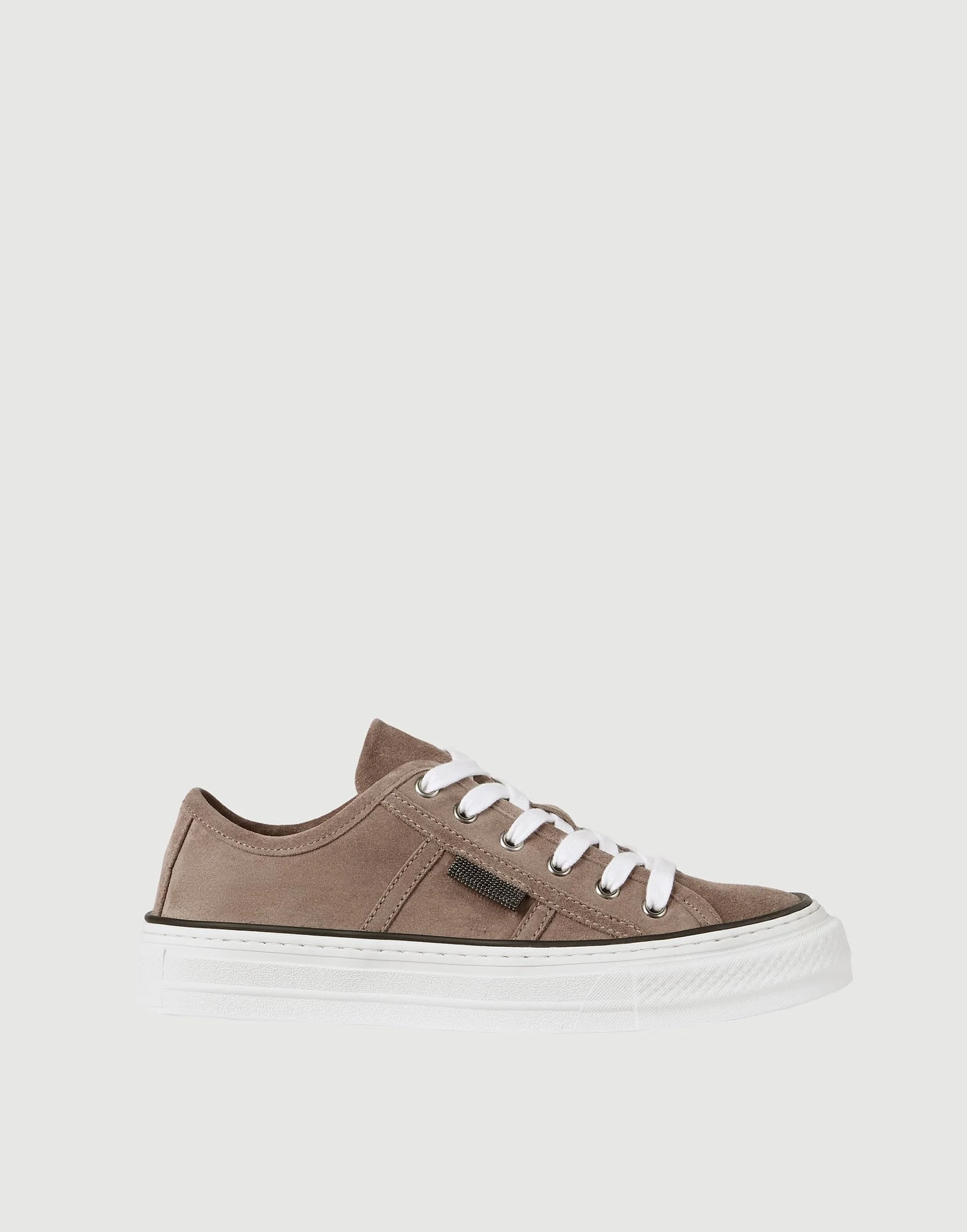 Suede sneakers with shiny tab - 1