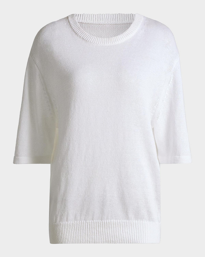 Crewneck Linen-Cotton Knit Sweater 1