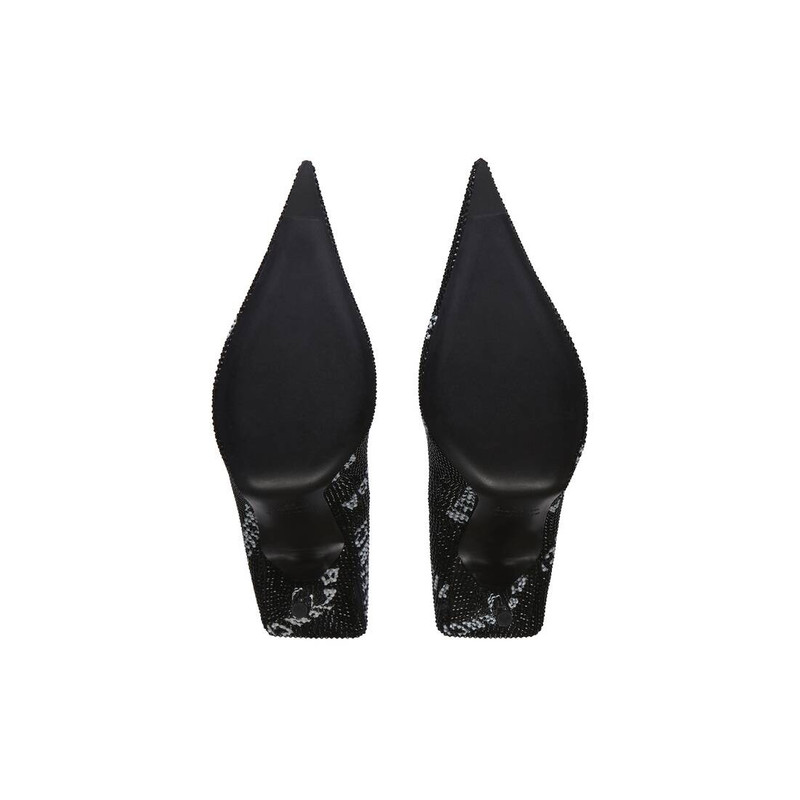 Women's Square Knife 110mm Pump With Allover Logo Rhinestones  in Black 6