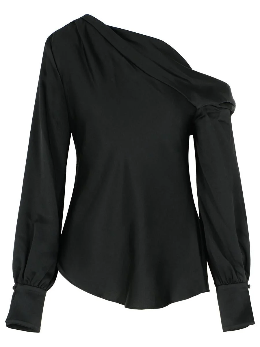 Simkhai 'Alice' Black Acetate Blend Blouse - 1