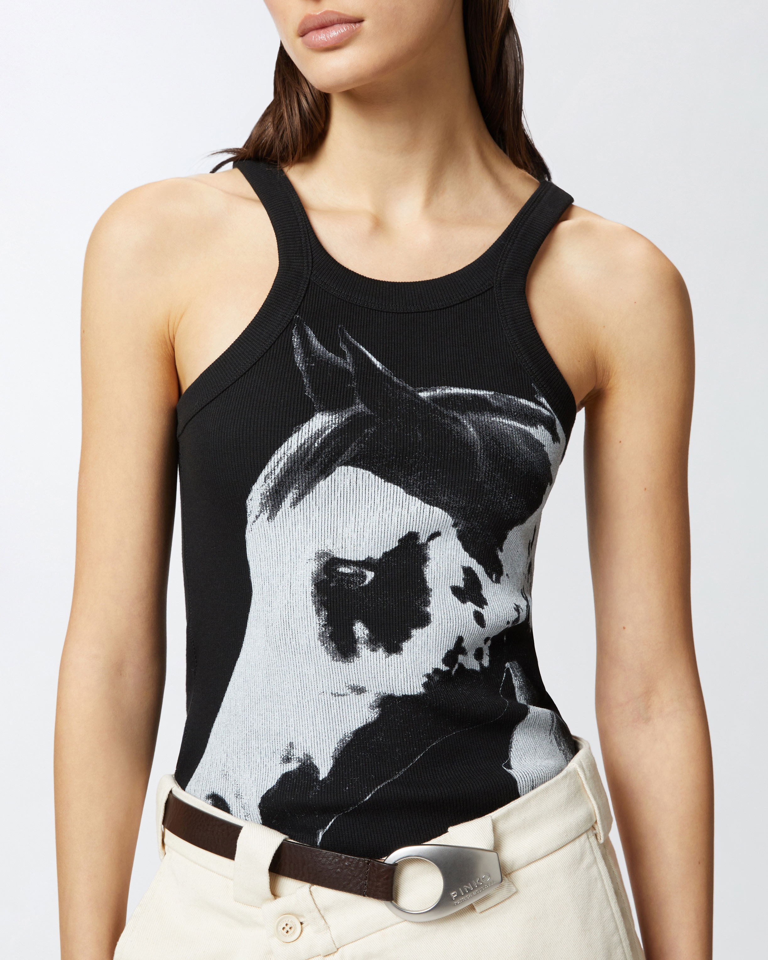 REIMAGINE BY PINKO X PATRICK MCDOWELL RIBBED VEST TOP WITH HORSE PRINT - 5
