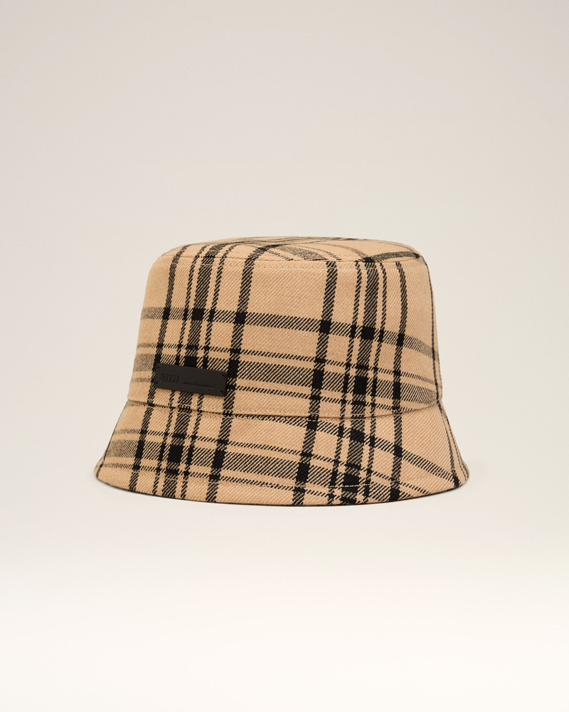 BROWN WOOL CHECKED BUCKET HAT 8