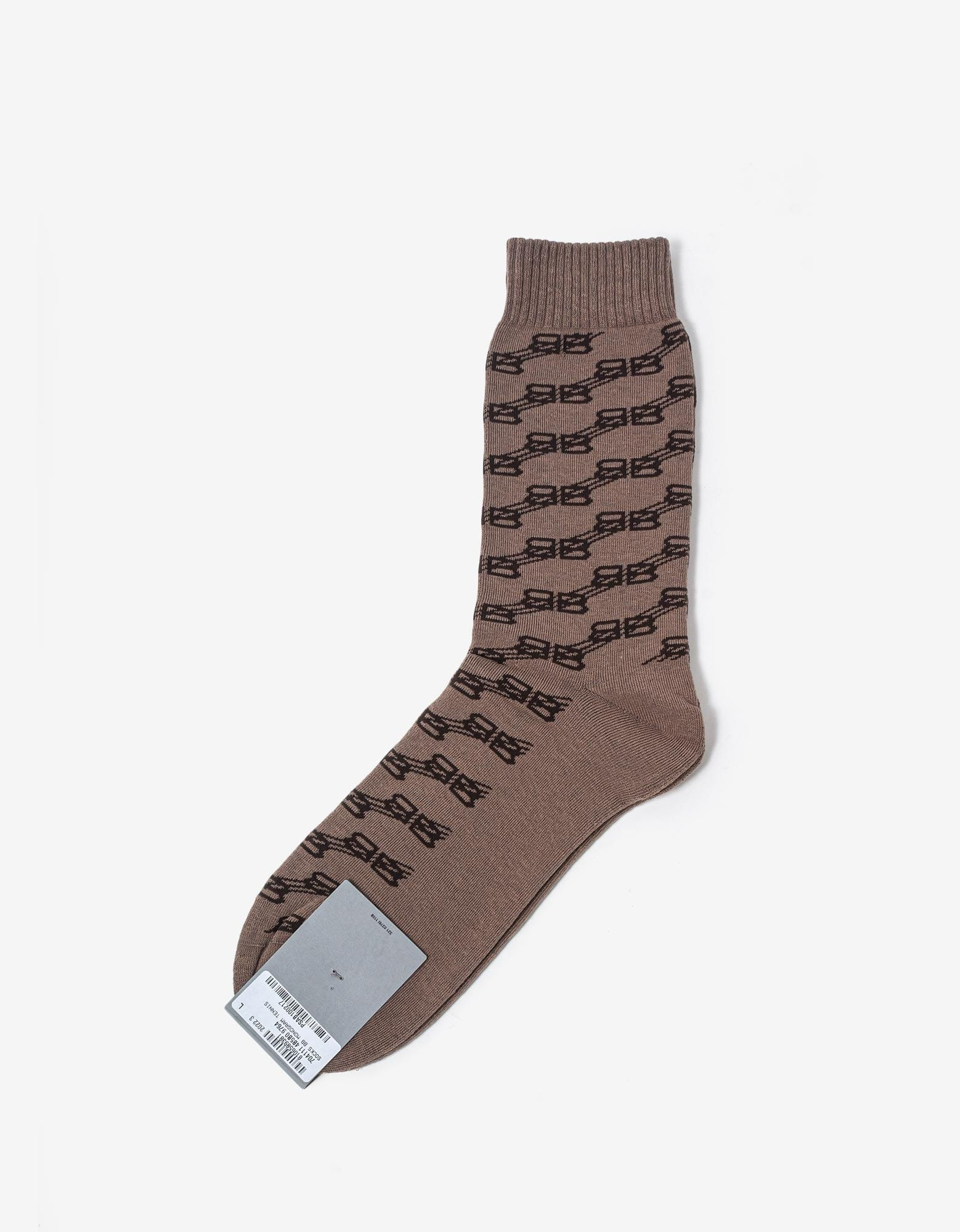 Balenciaga Beige BB Monogram Socks - 1