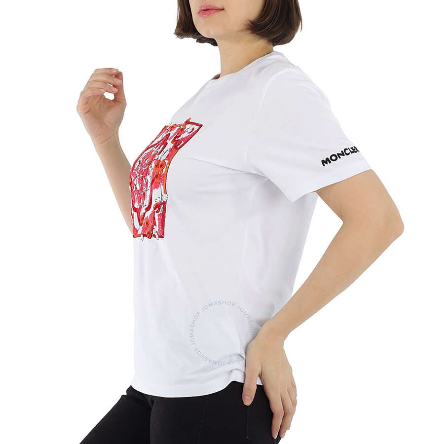 Moncler Ladies Short Sleeve Sequence Cotton T-Shirt - 2