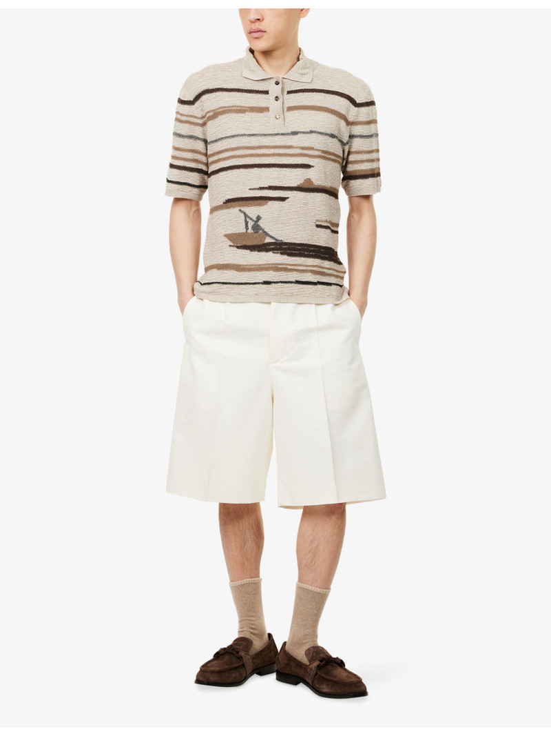 Bottega Veneta Pleated Wide-Leg Cotton And Silk Shorts outlook