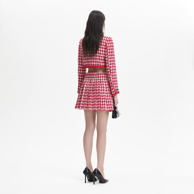 self-portrait Red Check Boucle Cropped Jacket outlook