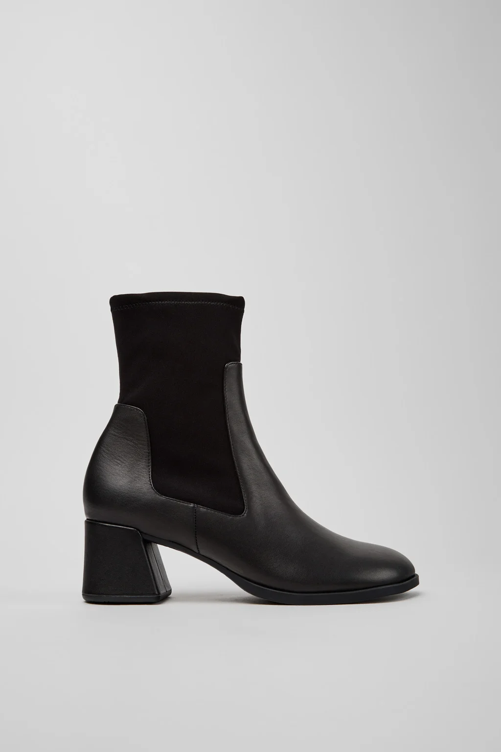 Kora Black Leather and Textile Ankle Boots for Women. - 1