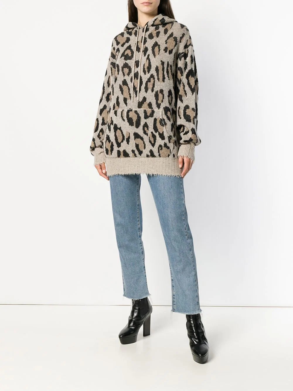 leopard print hooded sweater - 2