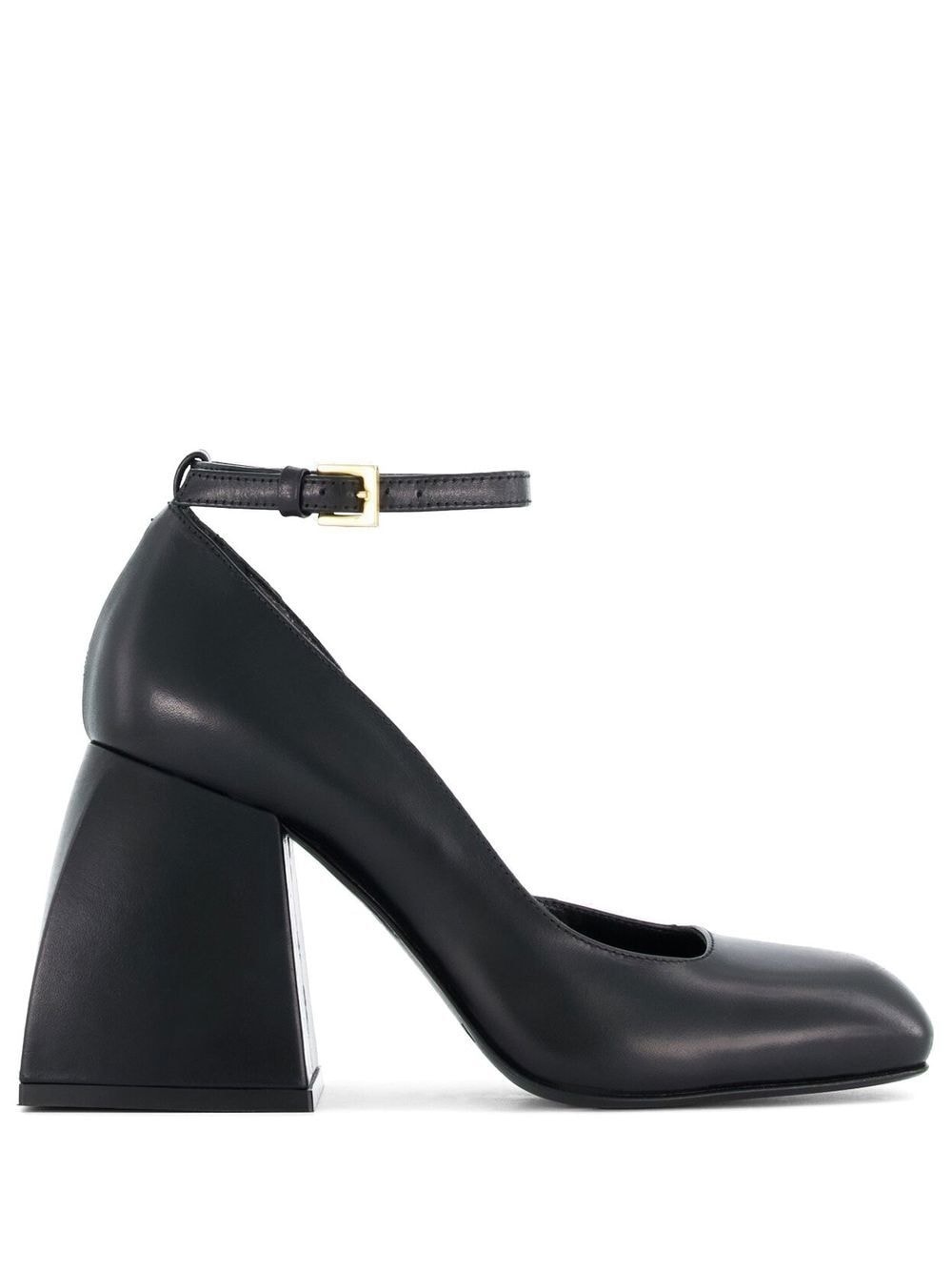 square-toe leather pumps - 1