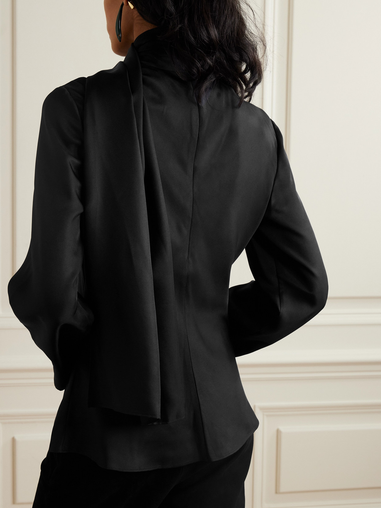 Tie-detailed Silk-satin Blouse - 3