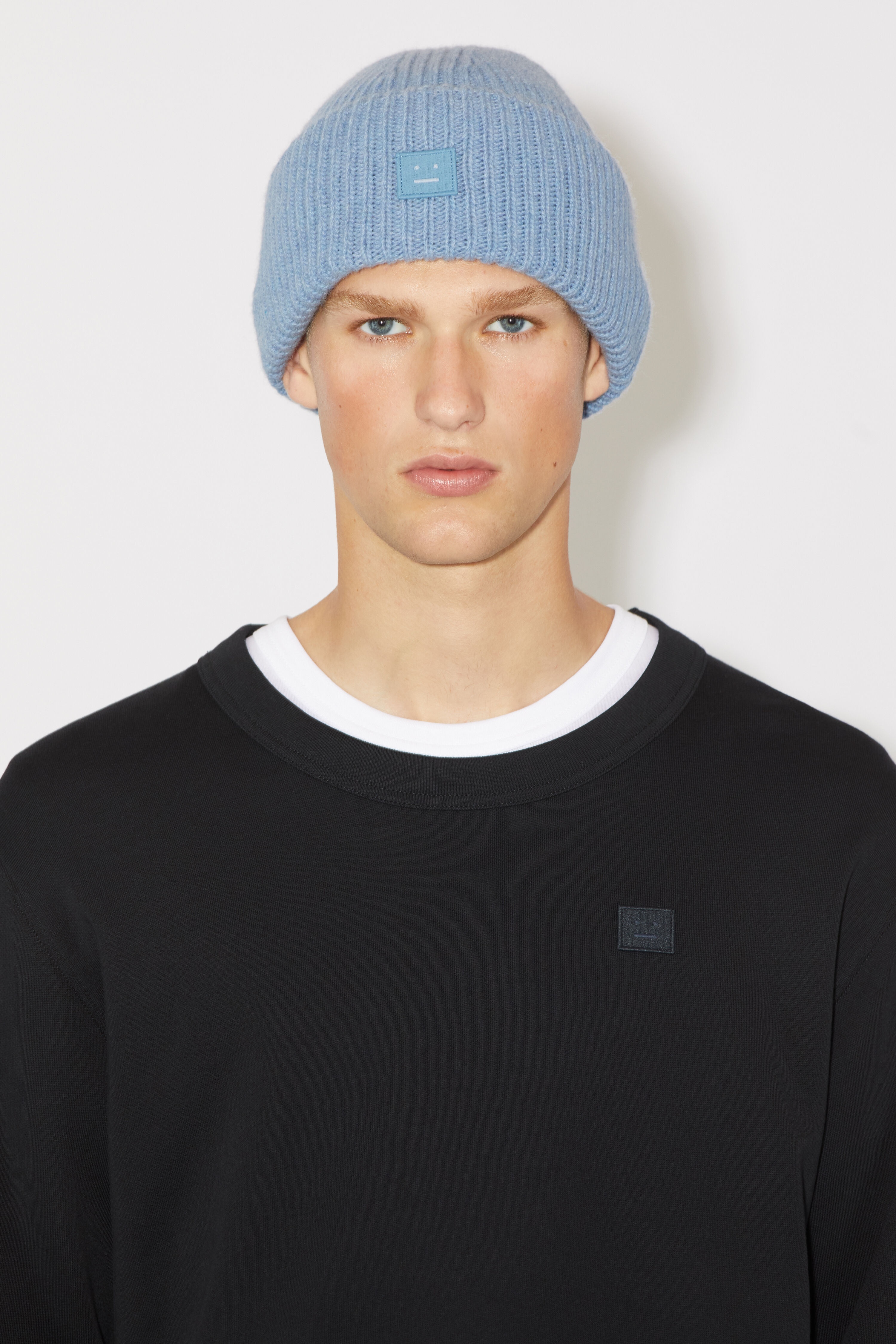 Small face logo beanie - Steel blue melange - 3