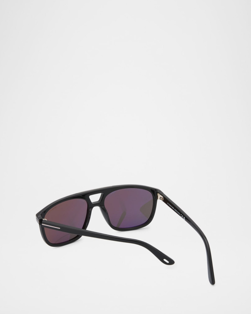 TOM FORD Men's Penn Double-Bridge Acetate Square Sunglasses outlook