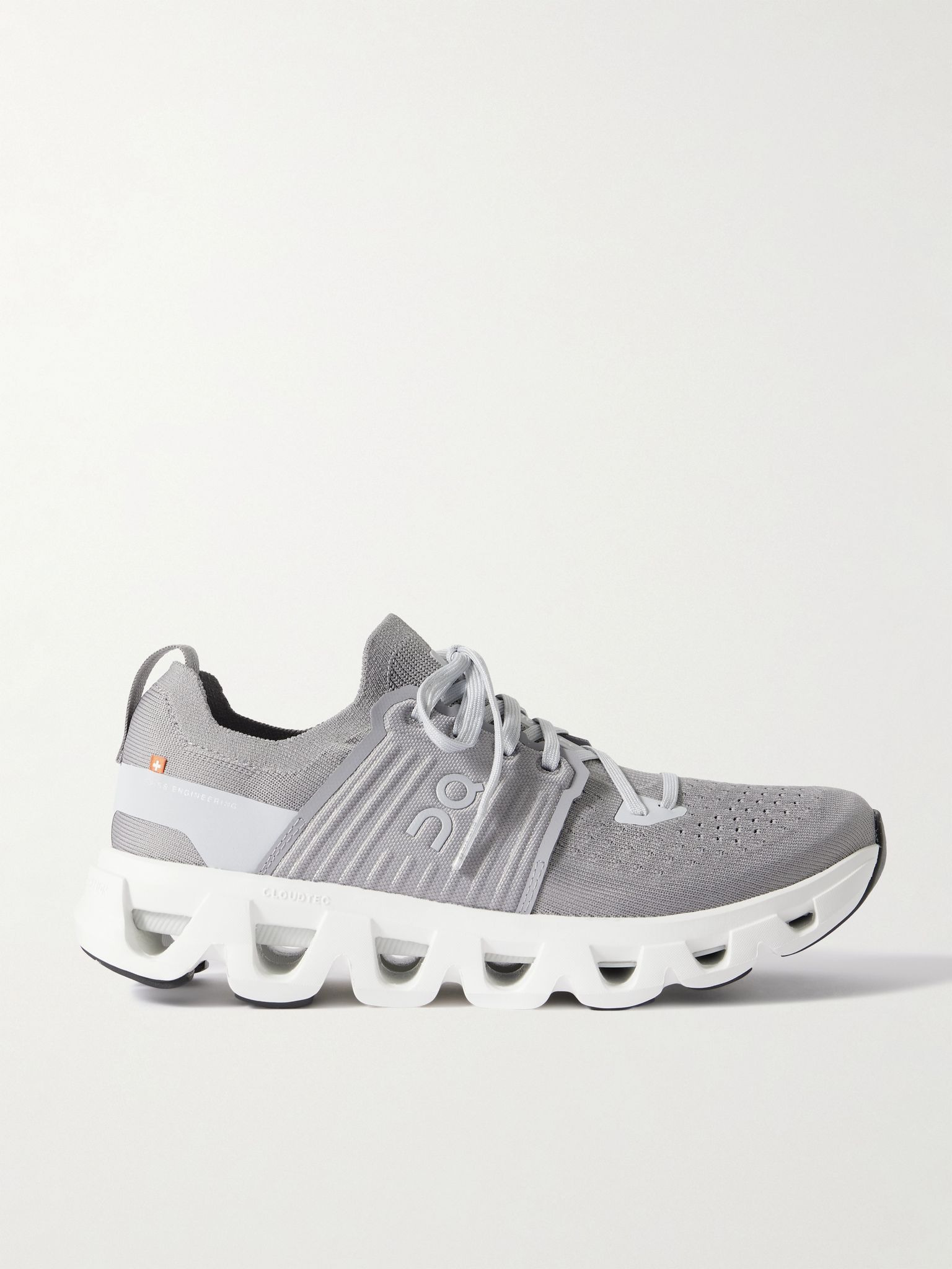 Cloudswift 4 Rubber-Trimmed Stretch-Knit Running Sneakers Gray - 1