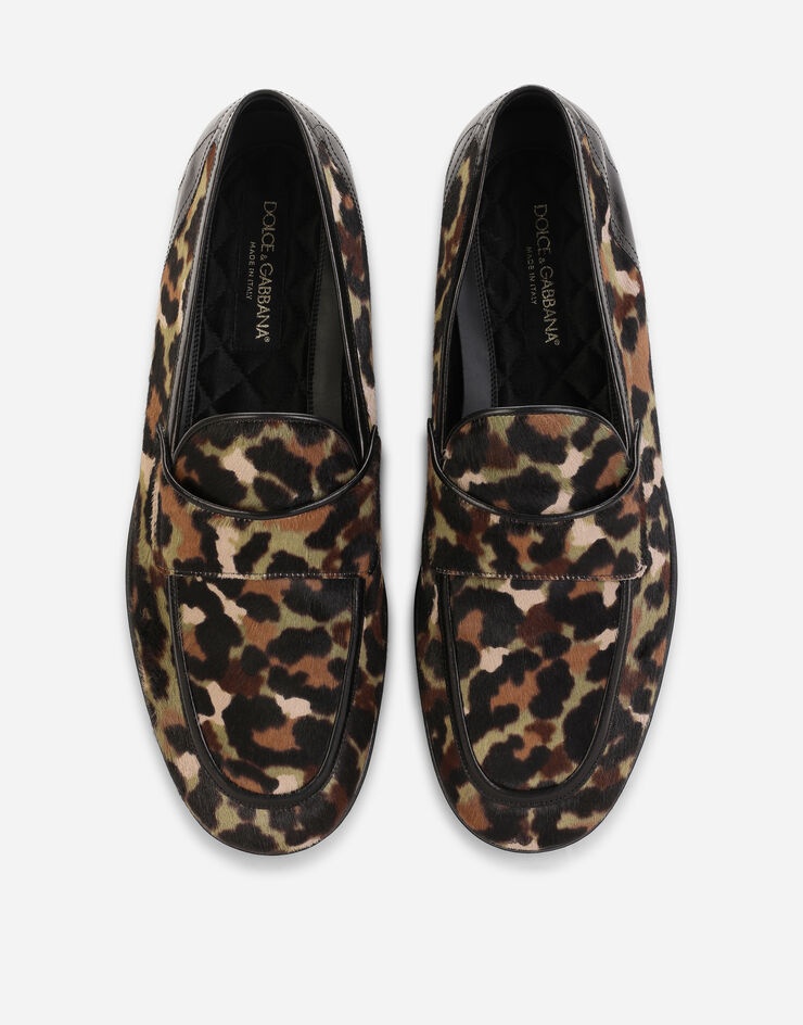 Pony hair slippers with leopard and camouflage print - 4