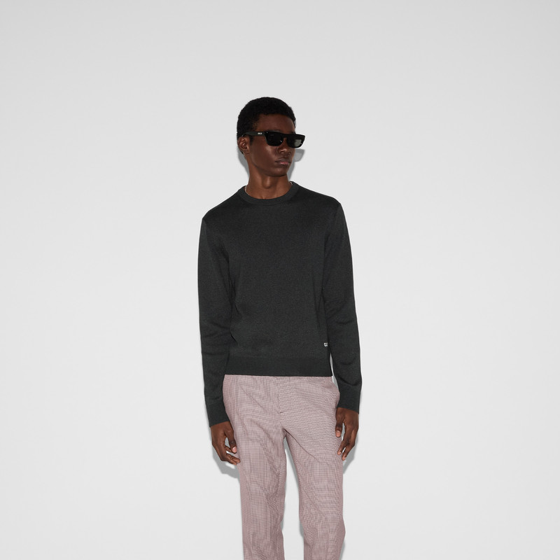 Silk cotton sweater with intarsia 3